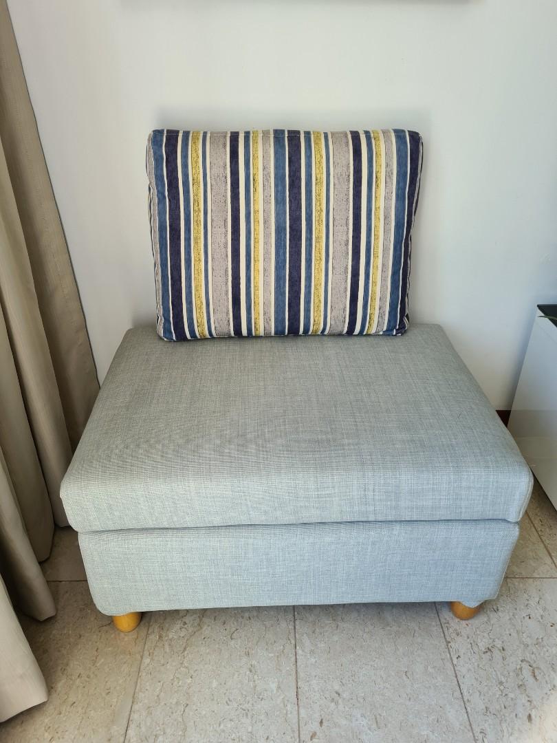 Sky Blue Ottoman + Cushion, Furniture & Home Living, Furniture, Chairs