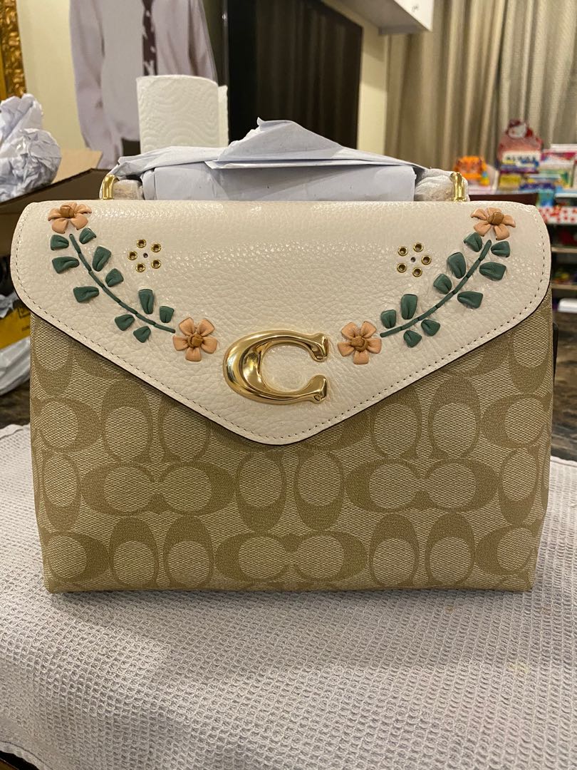 Coach Tammie Shoulder Bag In Signature Canvas With Floral Whipstitch