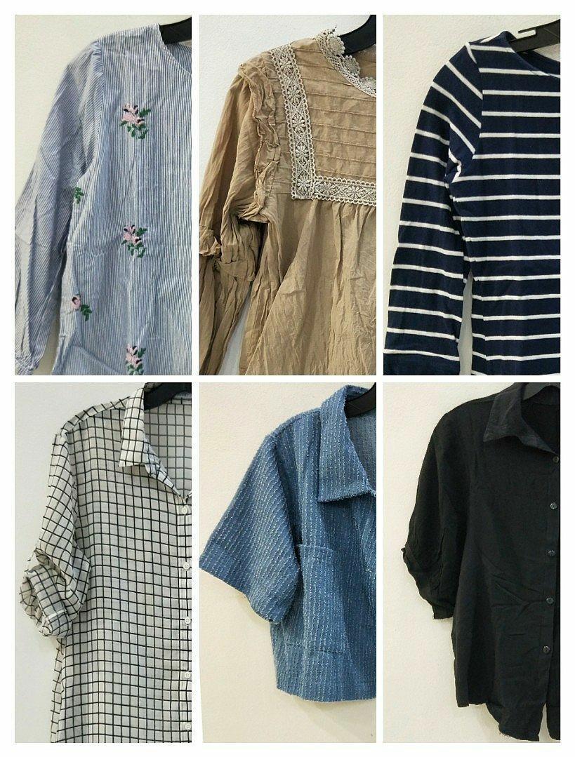 EXCELLENT CONDITION TOPS 6 SETS LONG SLEEVES SHORT SLEEVES CASUAL TOPS TUNICS BEST FIT XS L