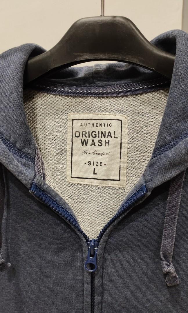 Uniqlo Hoodie Zipper L Baby Terry Fesyen Pria Pakaian Baju