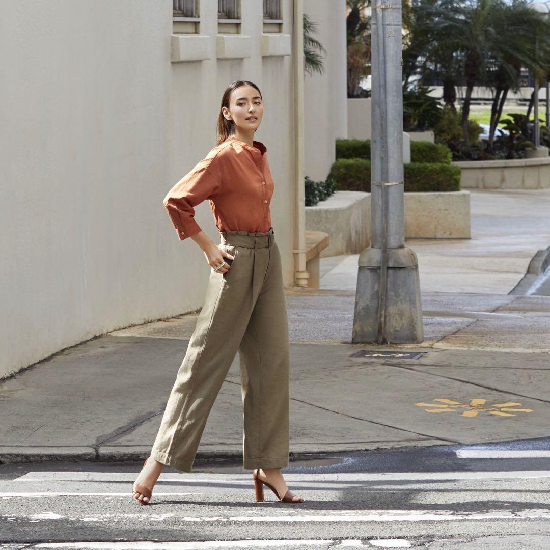 Uniqlo belted new arrivals linen pants