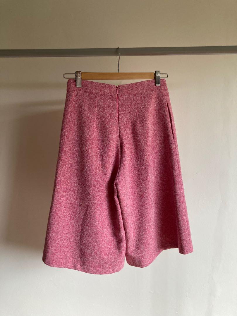 vintage pink tweed culottes aesthetic, Women's Fashion, Bottoms, Shorts ...