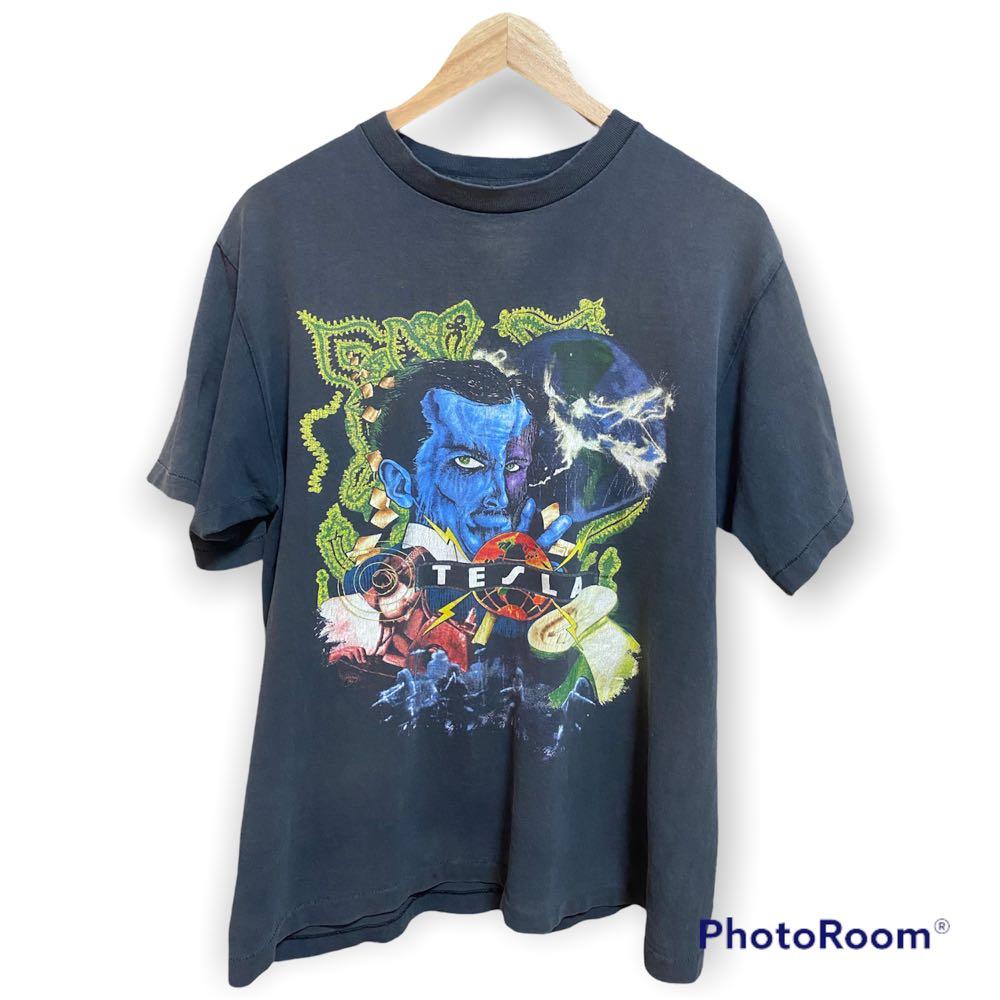 Vintage tesla band tour shirt, Men's Fashion, Tops & Sets, Tshirts