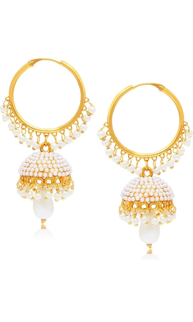 White pearl earrings 2025 jhumka