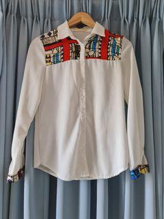 White shirt in baroque pattern - XS