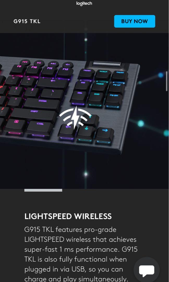 (With Logitech Wrist Rest) Logitech G915 Wireless RGB Mechanical Gaming