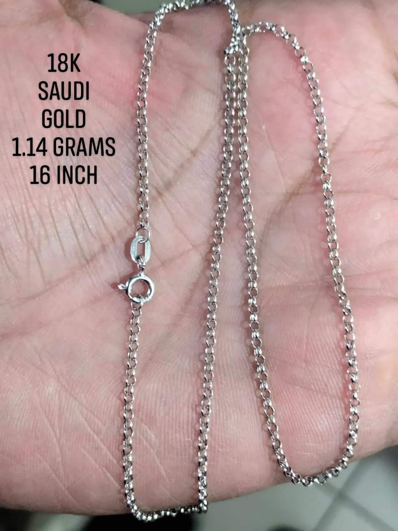 18K Saudi White Gold Tauco Chain 16 