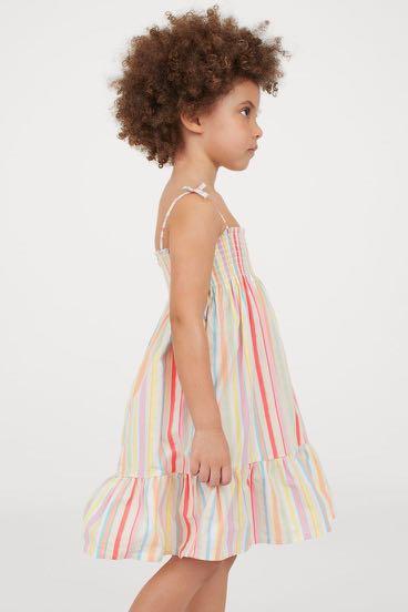 Authentic H M Kids Smocked Cotton Dress Party Dress Colorful Pastel Rainbow Glitter