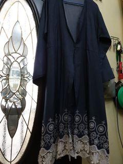 Abaya/ Cardigan Kain Jeans with Lace Cantik