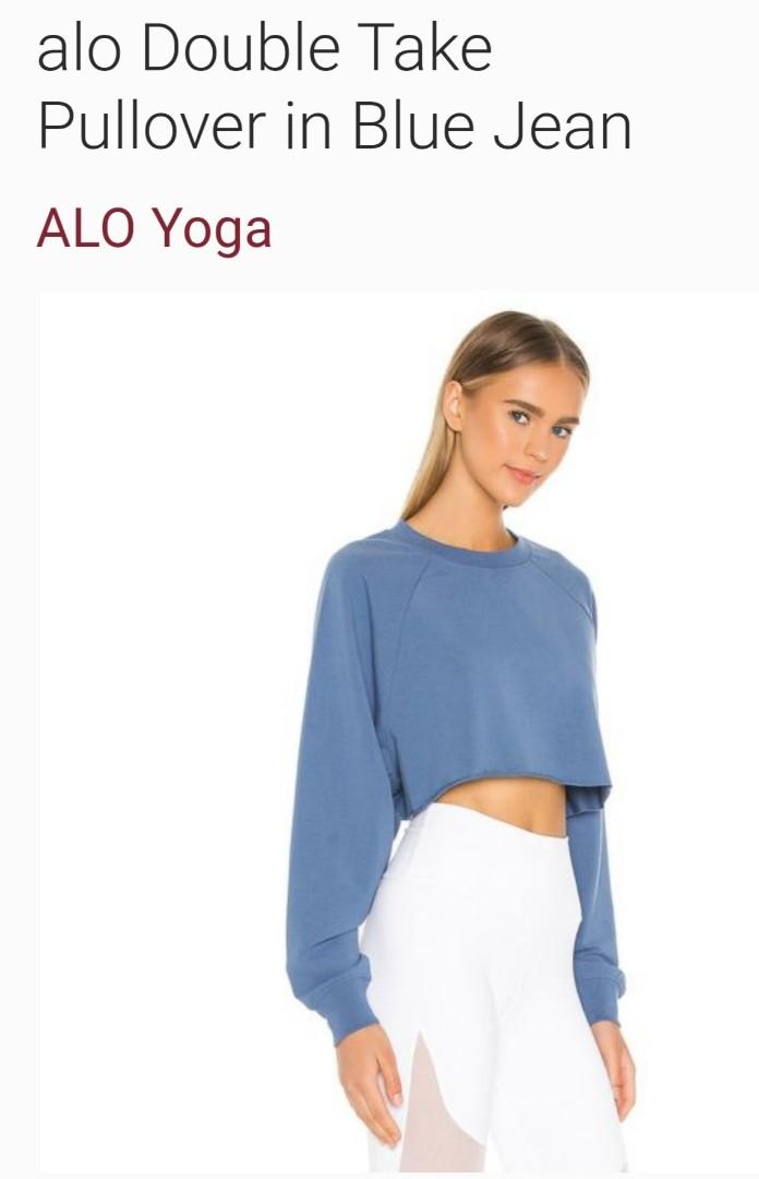 Alo Yoga Double Take Pullover in Blue Jean Small, Women's Fashion