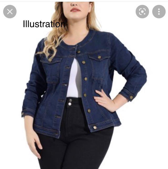 Round collar denim best sale jacket
