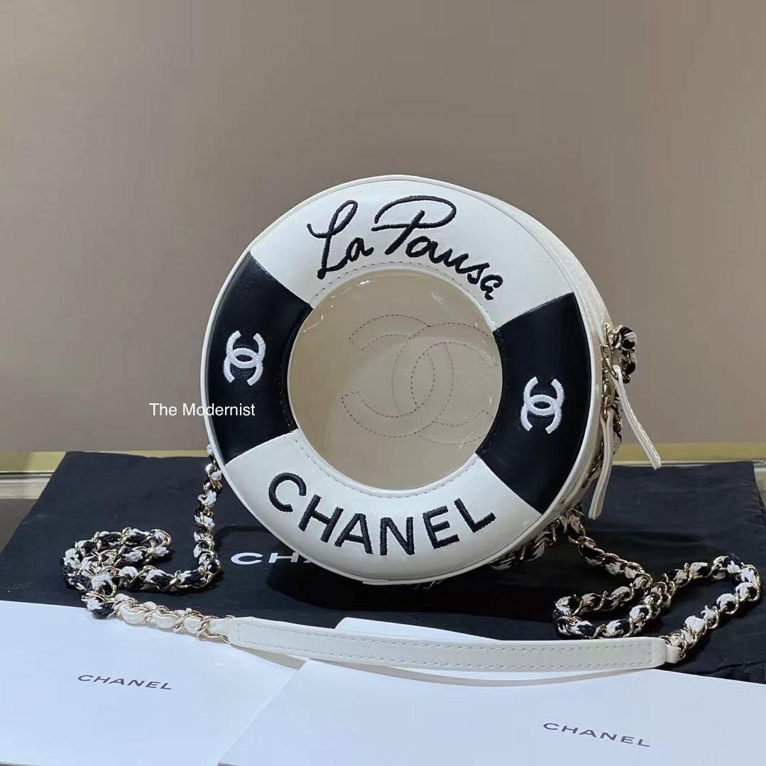 Authentic Chanel Black and White Preserver La Pausa Life Saver Bag