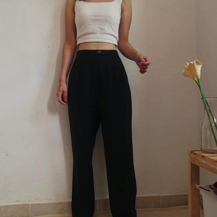 Black Basic Tailored Wide Leg Trousers 