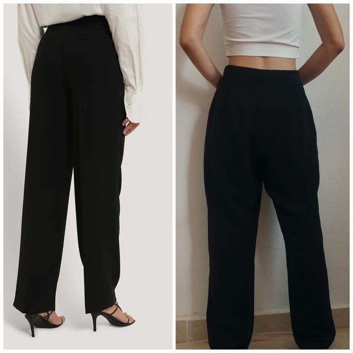 Black Basic Tailored Wide Leg Trousers 