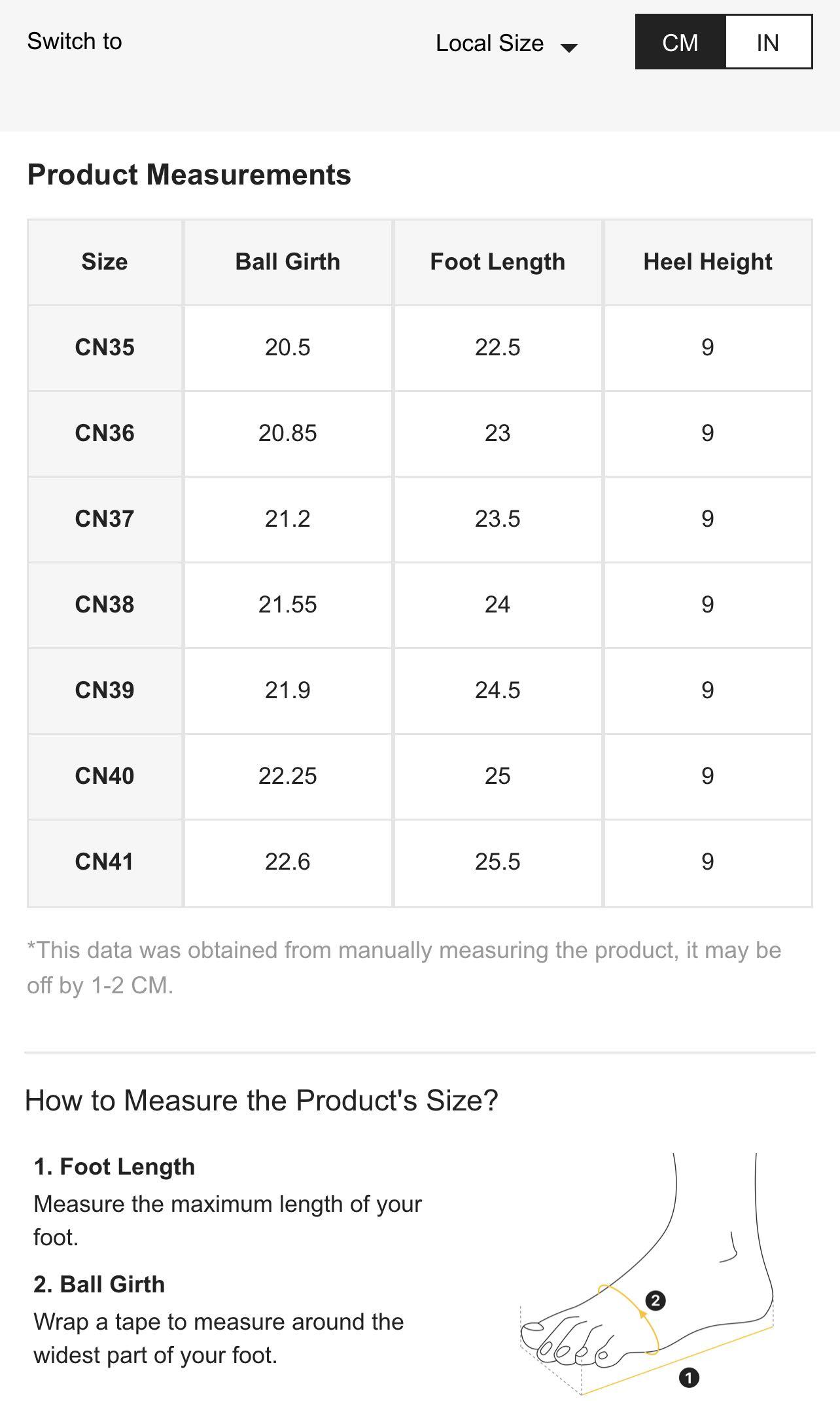 Shein shoe size best sale review