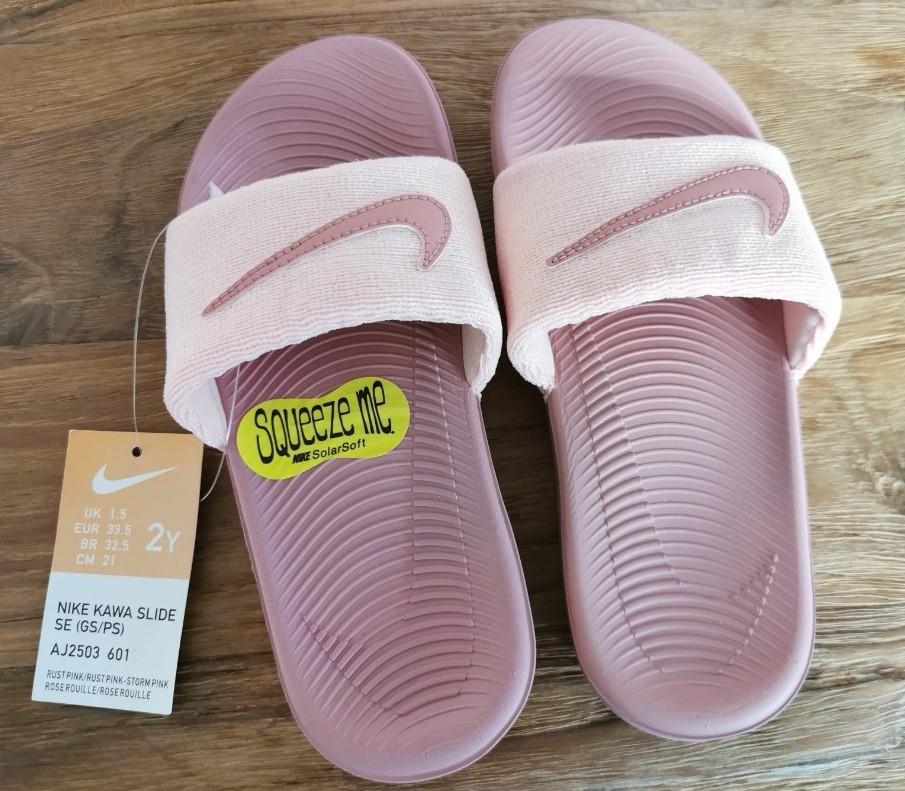 BNWT Nike Kawa Slide Pink Glitter 2Y Kids 33.5 21cm UK 1.5, Babies & Kids, Babies & Kids Fashion Carousell