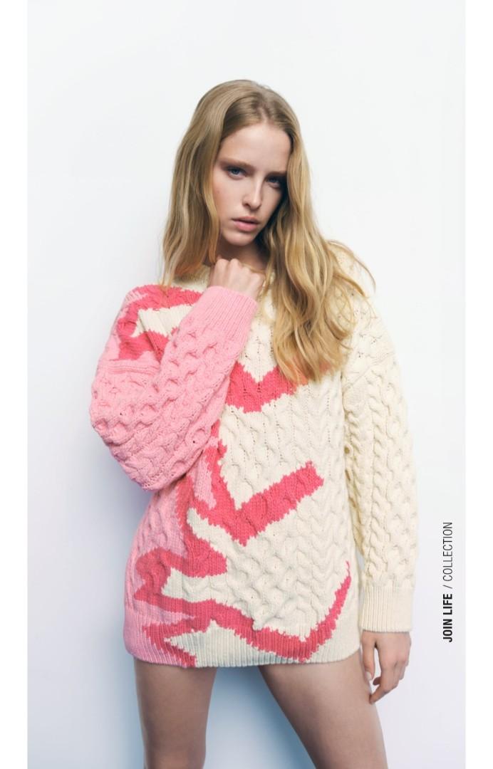 Zara Knitwear Zara Pink Cable Knit Sweater BNWT Zara Jacquard