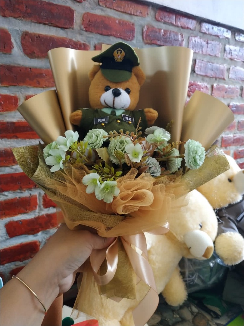 Buket Boneka Bunga coklat kecil