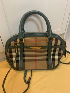 Burberry Green House Check Canvas and Leather Orchard Bowler Bag