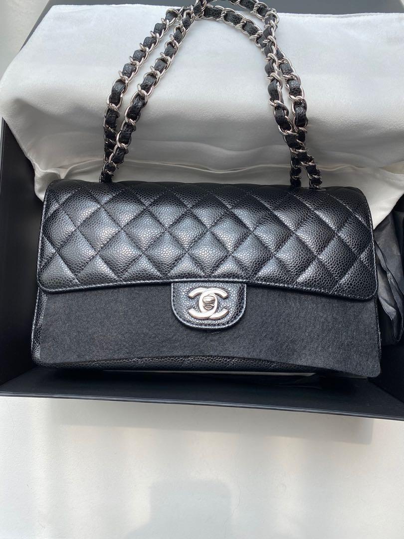 Chanel Classic Medium Flap Bag Caviar Leather with Silver Hardware, Luxury,  Bags & Wallets on Carousell