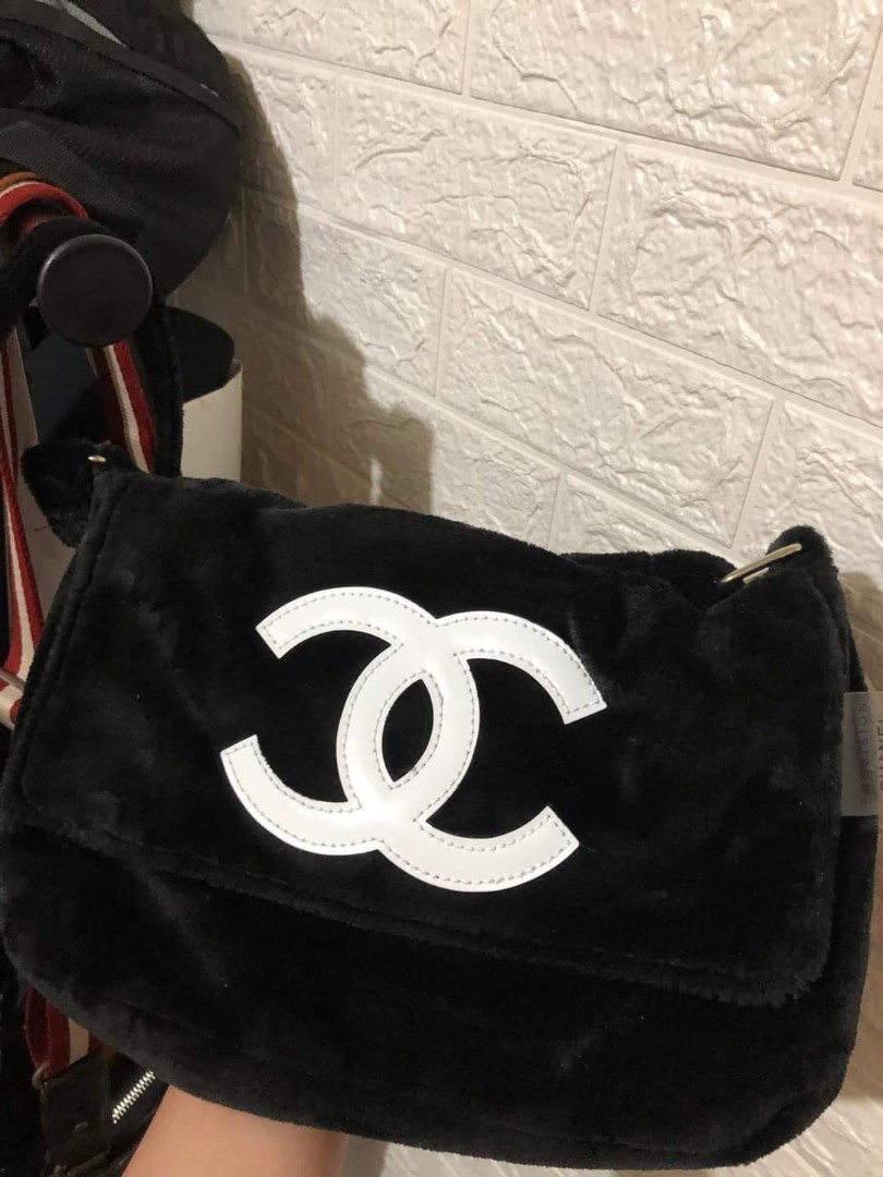 Chanel CC Logo Precision VIP Velour Black Crossbody Bag 