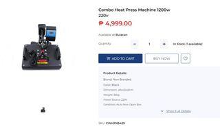 Combo Heat Press Machine 1200w 220v