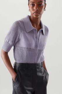 COS Mesh Panel Knitted Top in Purple