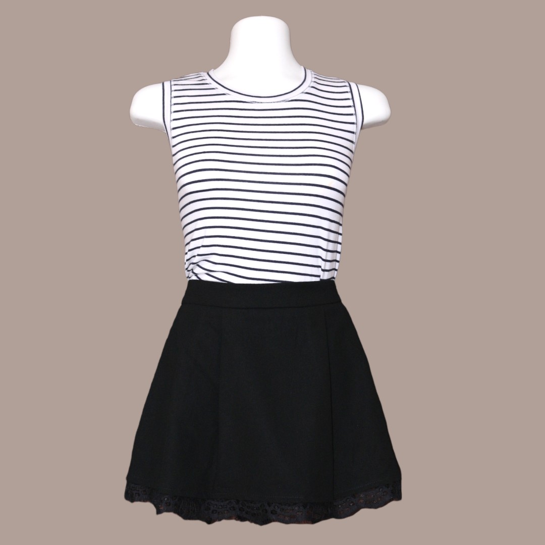 COTTON ON TOP \u0026 BLACK SKIRT, Fesyen 