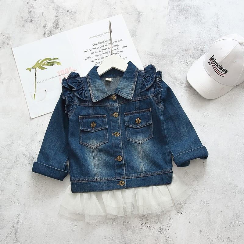 Girls long denim jacket sales