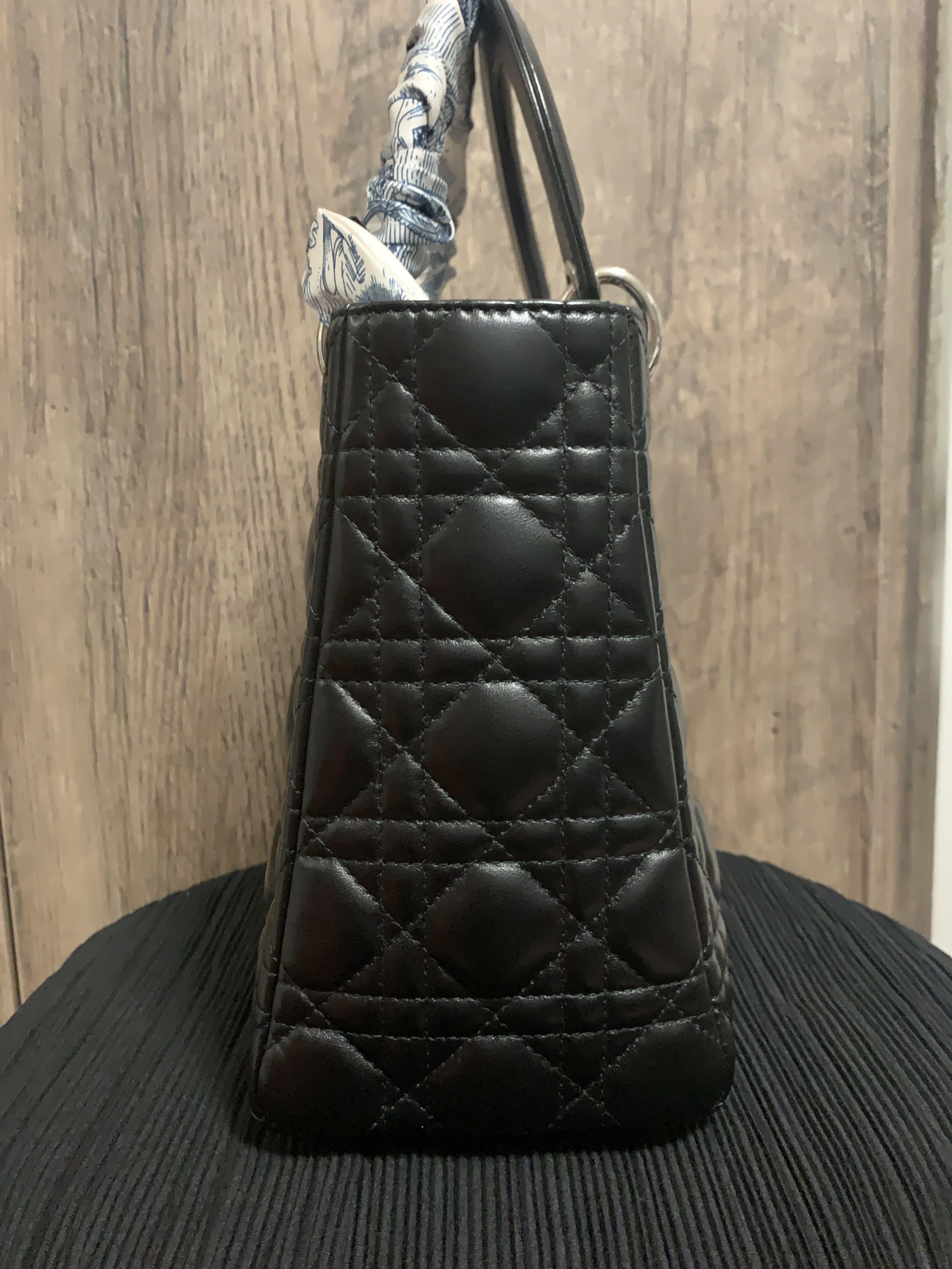 DIOR Medium Lady Dior bag Black SHW Women s Fashion Bags