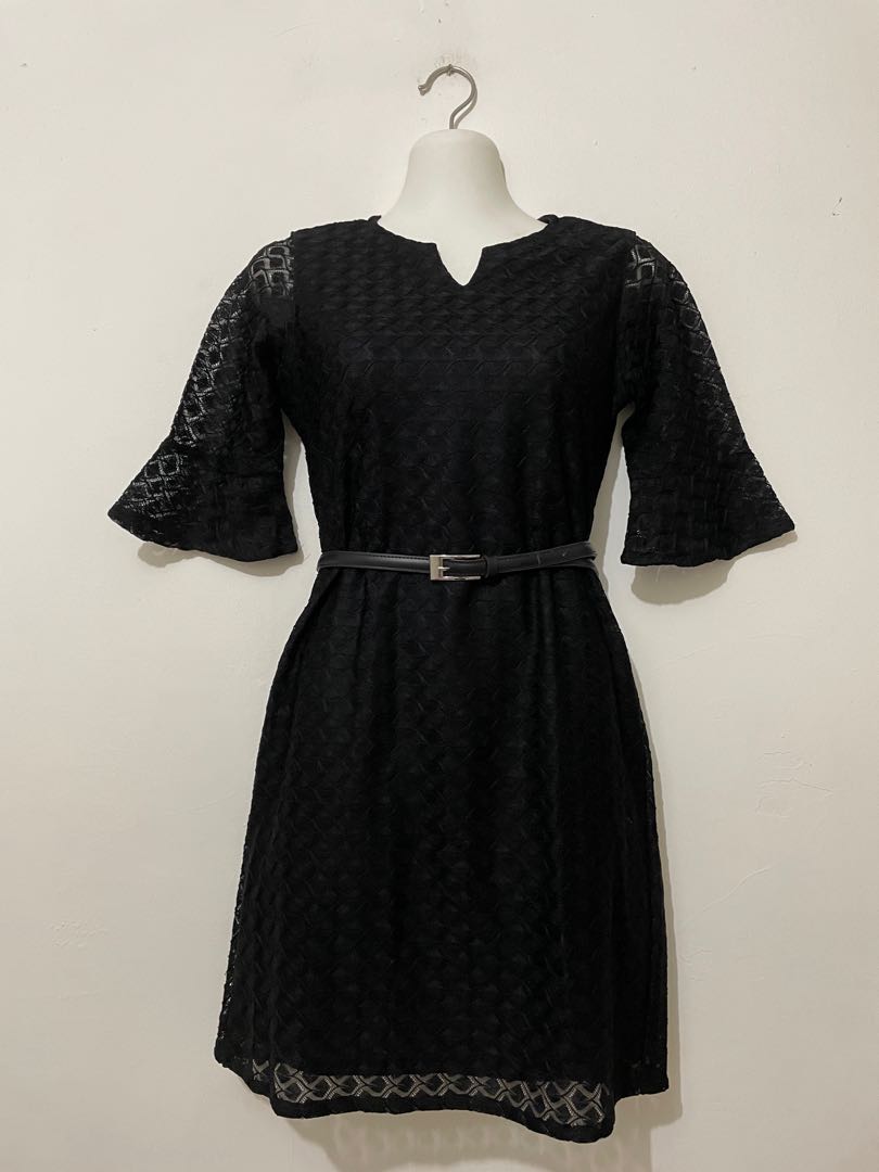 Dress Hitam Full Lace Lengan Model Terompet Fesyen Wanita Pakaian Wanita Gaun Rok di Carousell