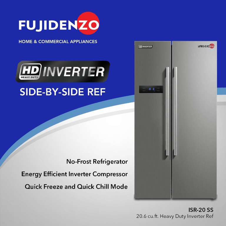 FUJIDENZO ISR20 SS 20 cu.ft. Side by Side Refrigerator, TV & Home