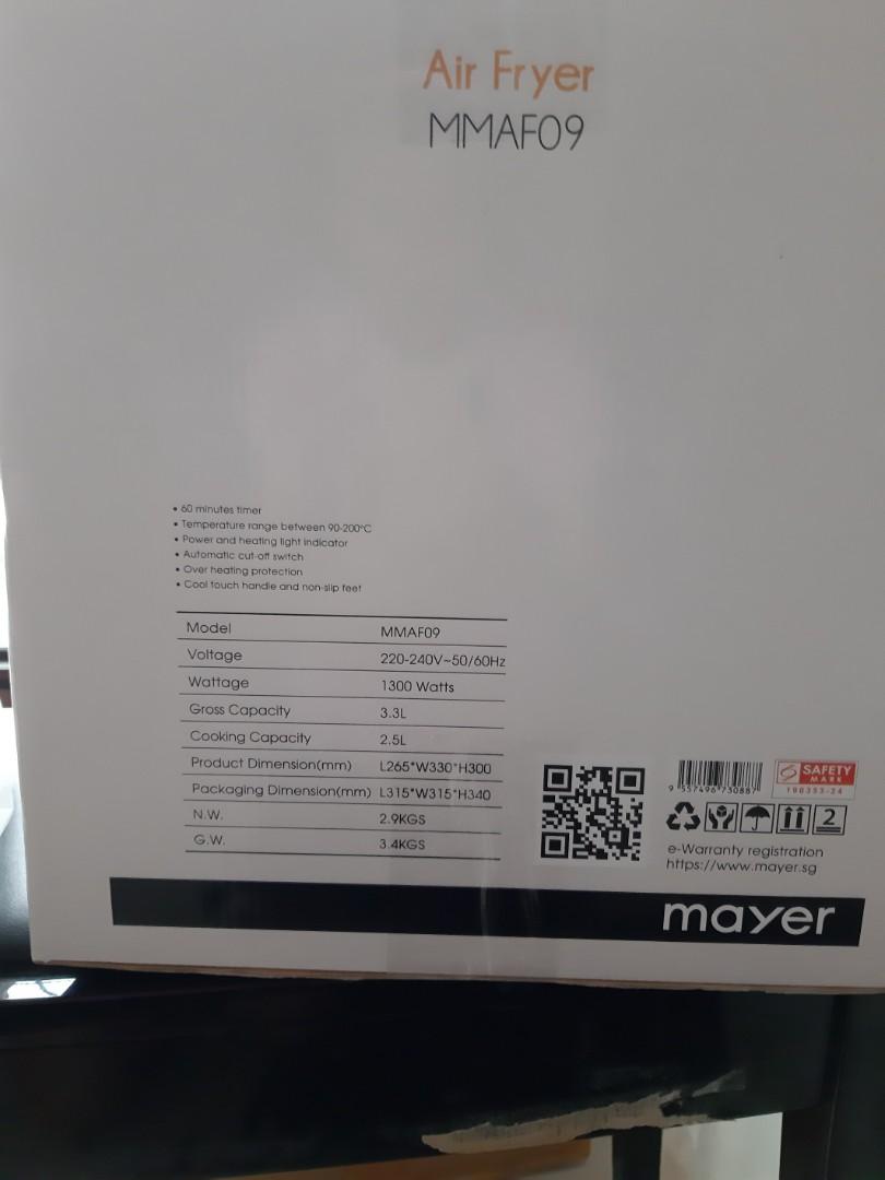 Full warranty. Mayer Air Fryer, TV & Home Appliances, Kitchen