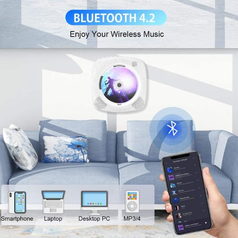 "Gueray CD Player Portable, Wall Mountable Bluetooth with Dust Cover