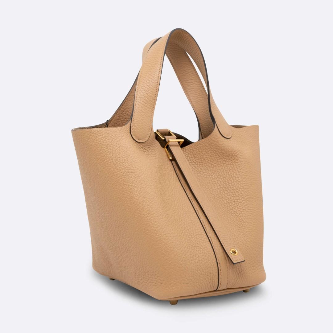 Hermes Picotin 18 in Chai Clemence Leather GHW
