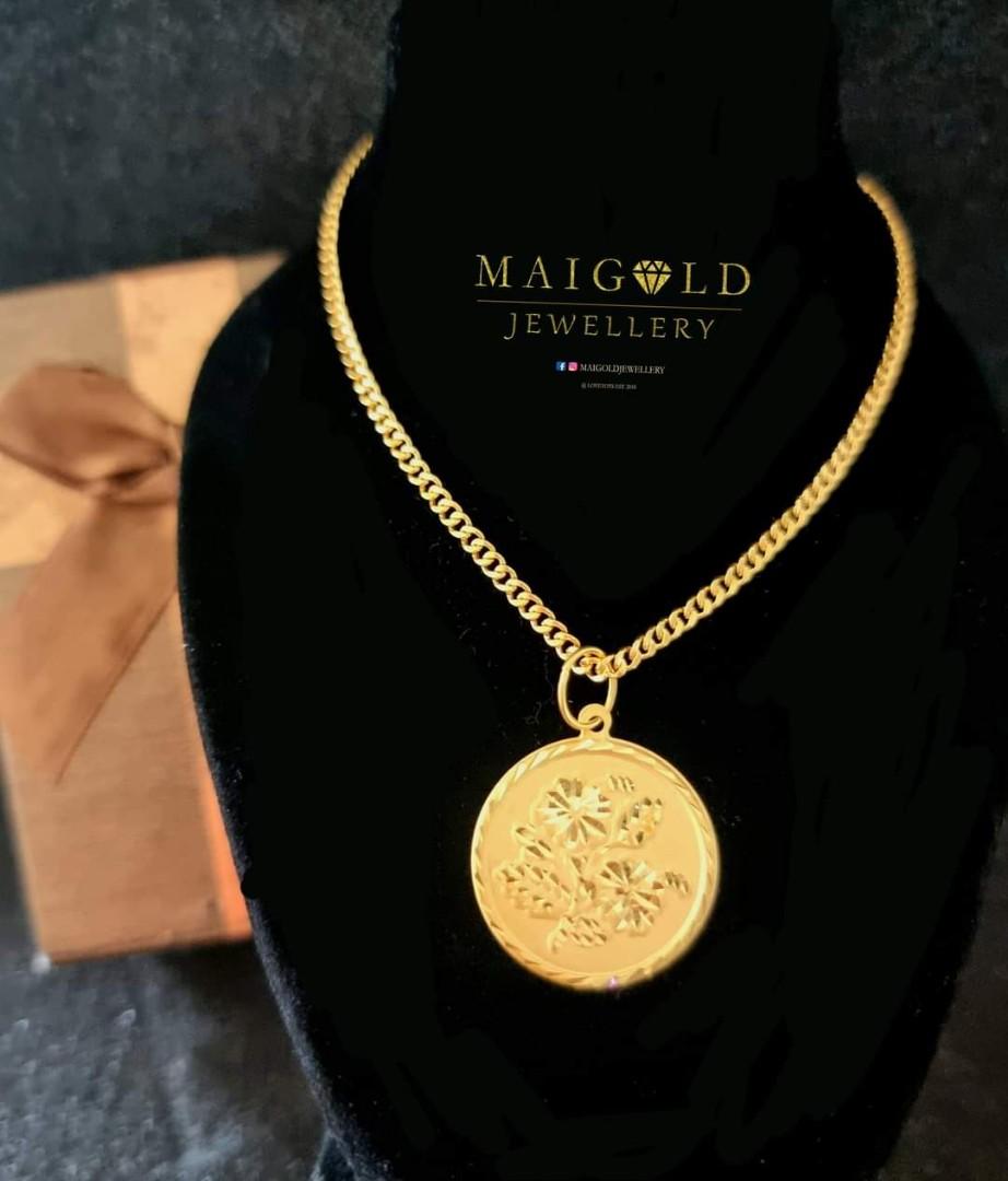 INSTOCK NEW 916 GOLD COIN NECKLACE SET