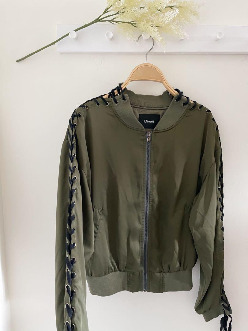 Lace up bomber store jacket