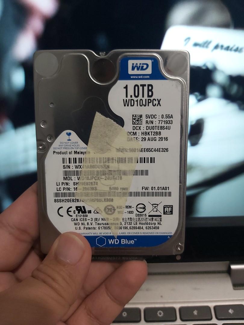 LAPTOP HARD DISK 1TB (Category: Hard Disks & Thumbdrives) located in Mandaluyong City. Submitted by odaysmith (Listing ID 1169278626, Image 2). Description: Laptop HDD 2.5 1TB 100% Health Western Digital Mandaluyong Area 3 pcs Left.