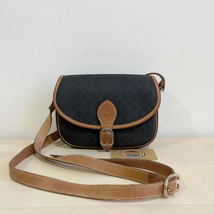 Longchamp, Bags, Vintage Longchamp Black Leather Sling Bag
