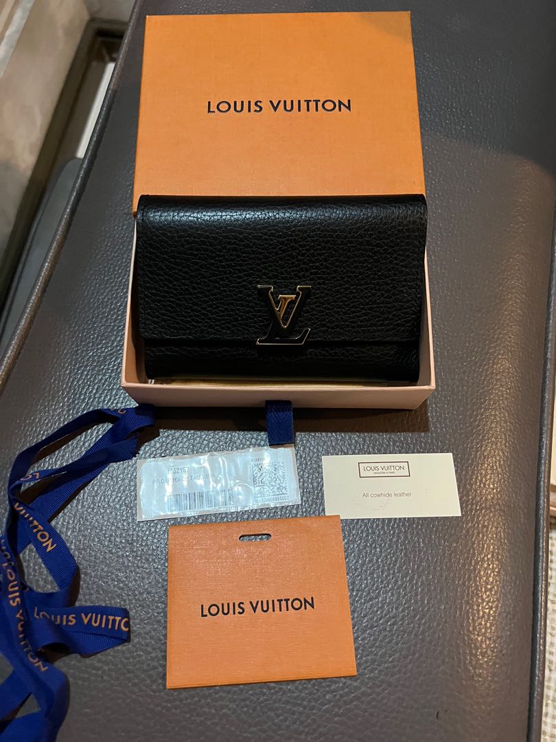 LV Capucines Wallet in Marine Rouge Grained Calfskin and GHW