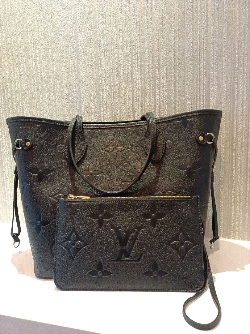 Louis Vuitton Neverfull Tote MM Black Leather