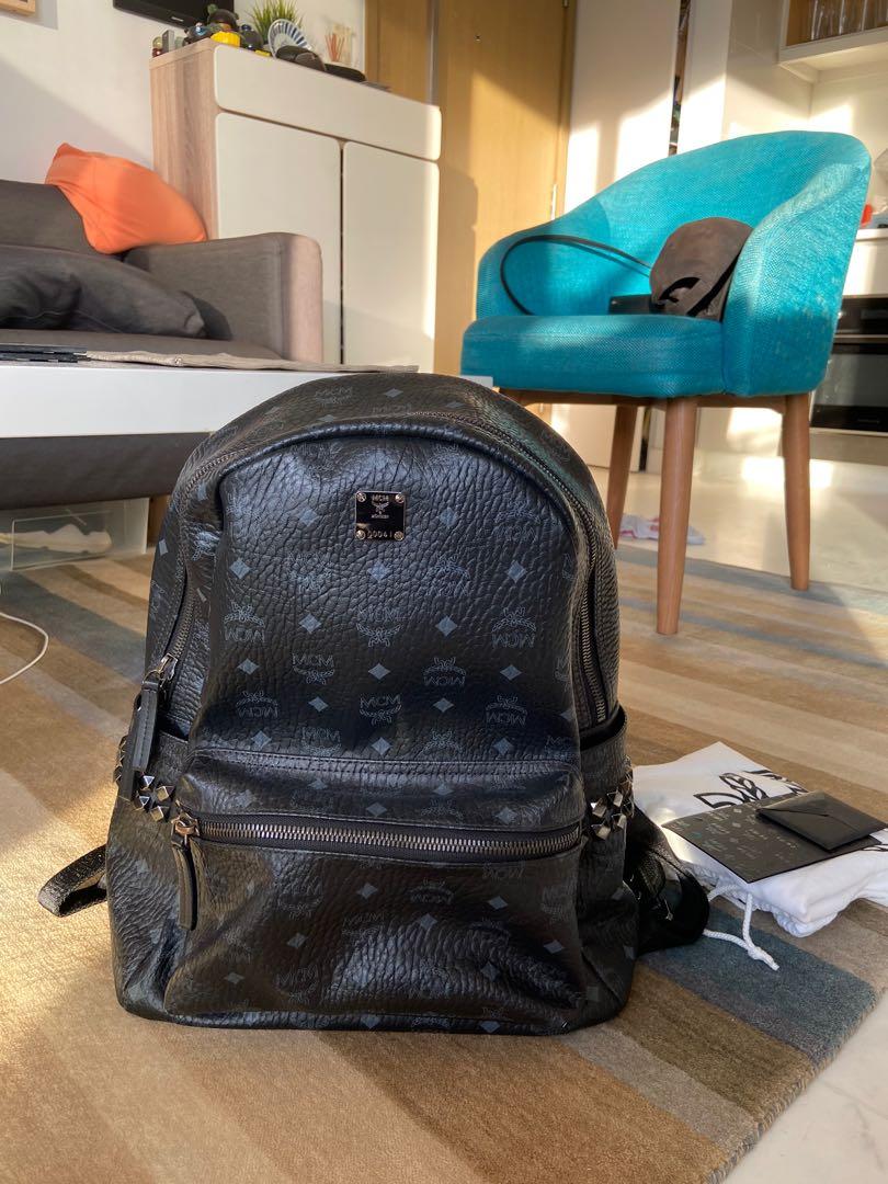 MCM Backpack Medium Size with Studs, Men's Fashion, Bags, Backpacks on  Carousell