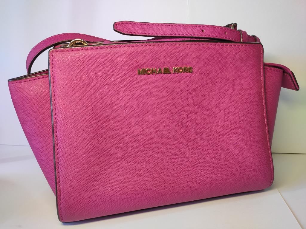 Michael Kors Hot Pink Saffiano Leather Selma Crossbody Bag, Women's  Fashion, Bags & Wallets, Shoulder Bags on Carousell