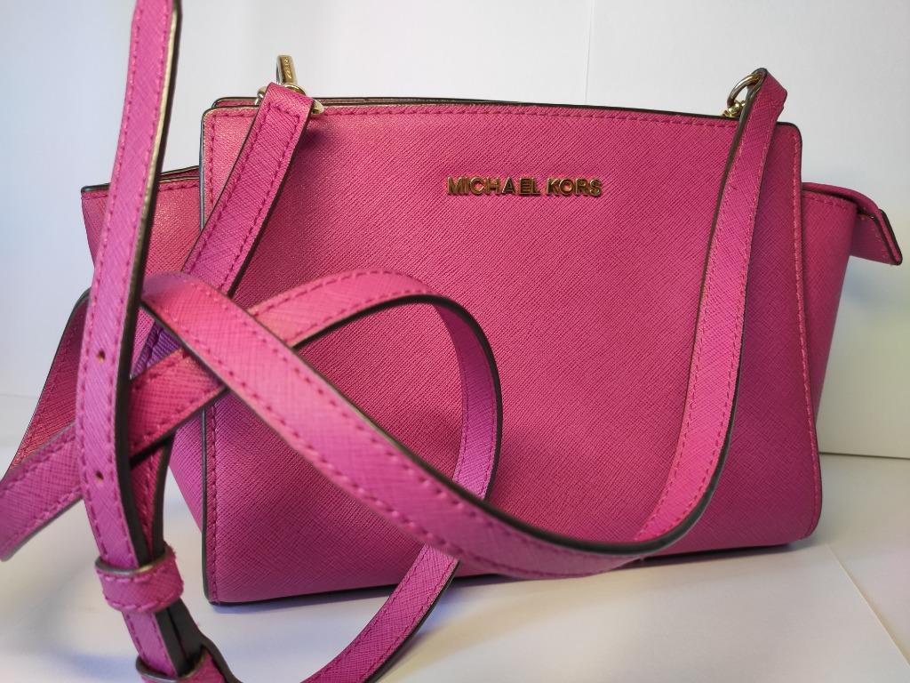 MICHAEL Michael Kors Hot Pink Saffiano Leather Selma Crossbody Bag