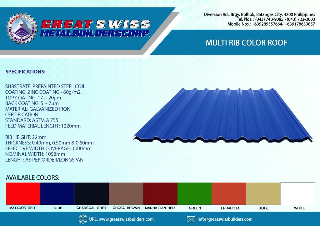 MULTI RIB COLOR ROOF, Commercial & Industrial, Construction & Building