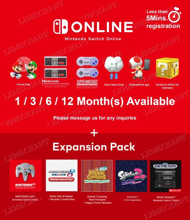 Nintendo Switch Online Subscription Expansion pack Video Gaming
