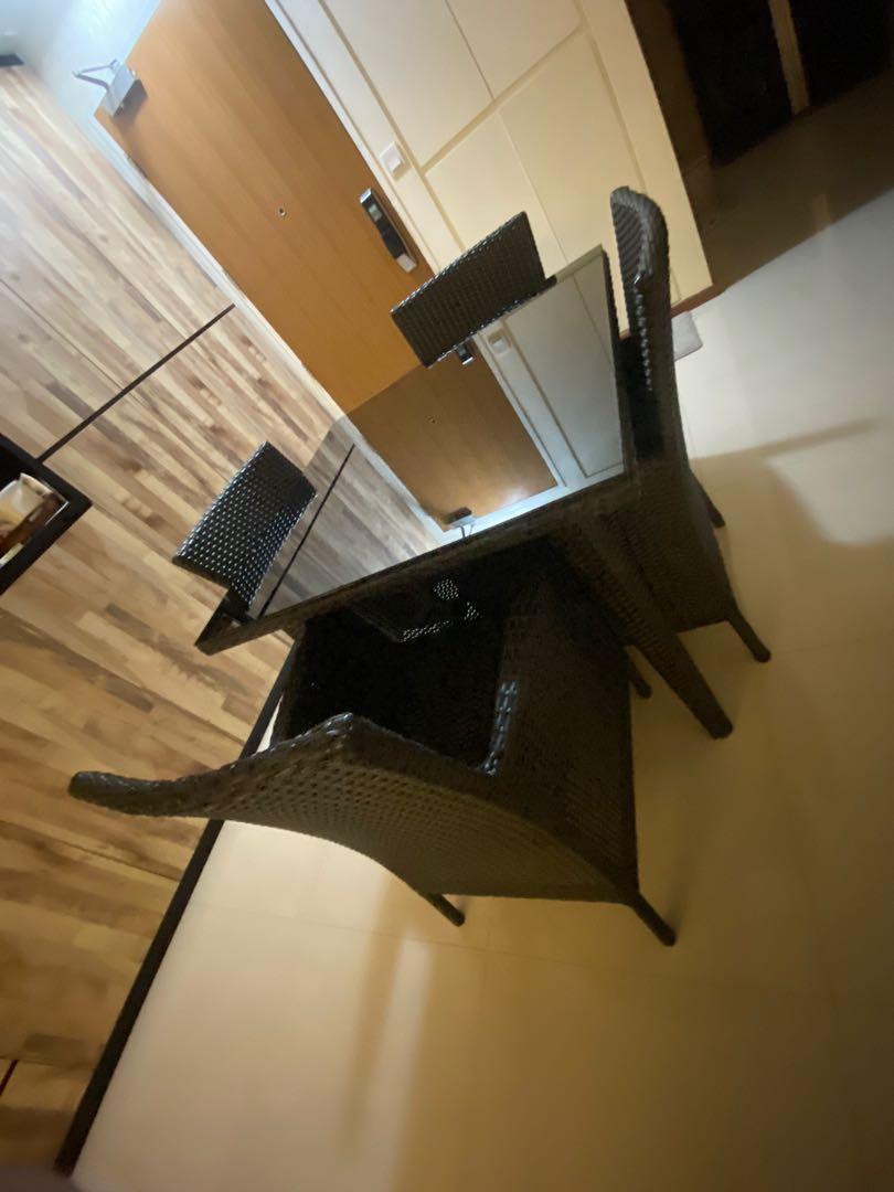 Outdoor waterproof cane Table and cane Chairs, Furniture & Home Living