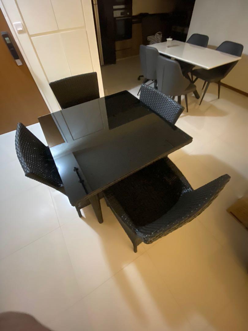 Outdoor waterproof cane Table and cane Chairs, Furniture & Home Living