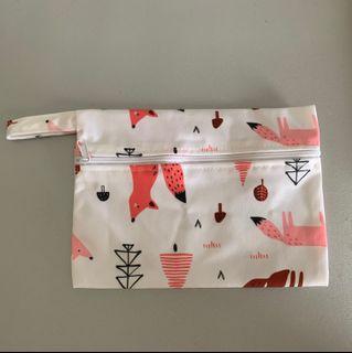 Pink and white fox water resistant pouch