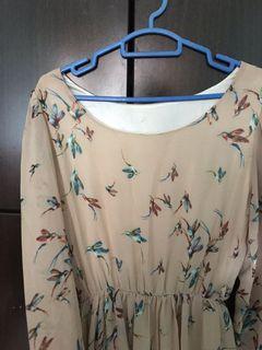 Printed birds maxi dress